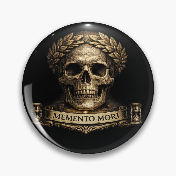 Item preview, Memento Mori Gold Skull Laurel Crown Latin Dark Art Stoic Philosophy designed and sold by InvictusVault.