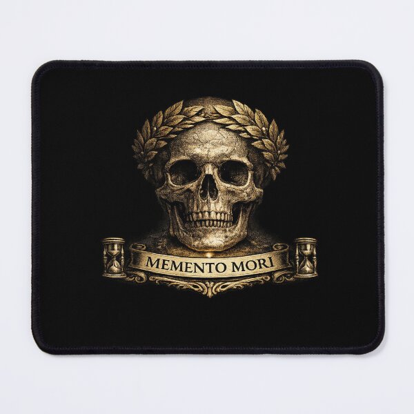 Item preview, Memento Mori Gold Skull Laurel Crown Latin Dark Art Stoic Philosophy designed and sold by InvictusVault.