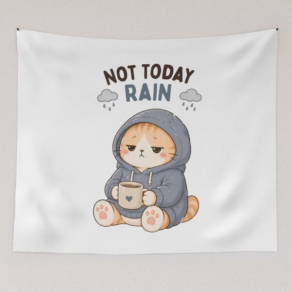 Item preview, Not Today Rain Cat | Cute Kawaii Aesthetic | Low Mood Cozy Design designed and sold by The Mood Index.