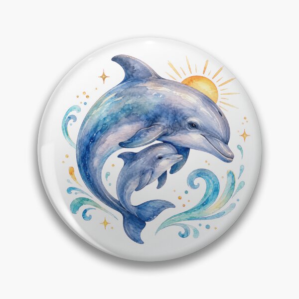Item preview, Sunrise Mother Baby Dolphin Art designed and sold by Passionread.