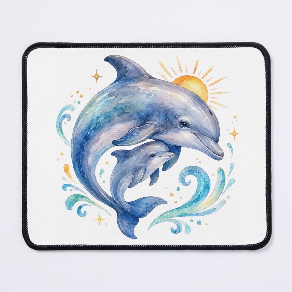 Item preview, Sunrise Mother Baby Dolphin Art designed and sold by Passionread.