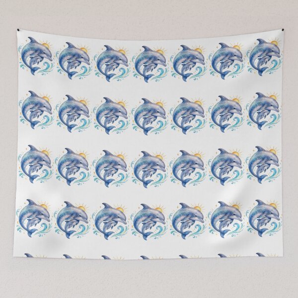 Item preview, Sunrise Mother Baby Dolphin Art designed and sold by Passionread.