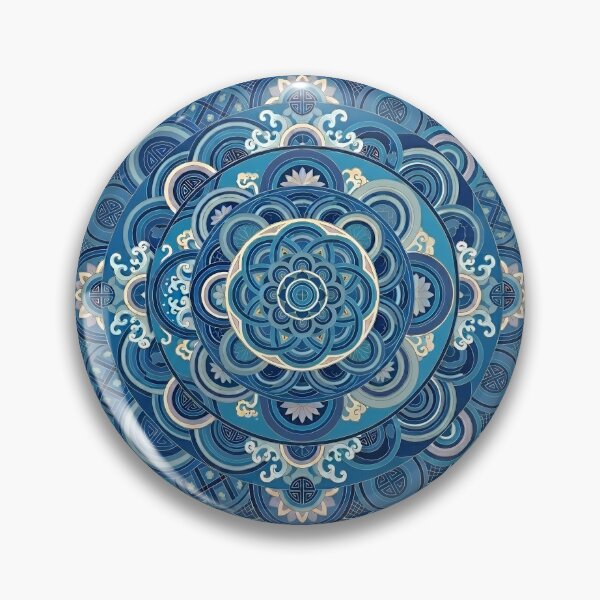 Item preview, Korean Traditional Blue Mandala Geometric Pattern Art designed and sold by SOOstudio73.