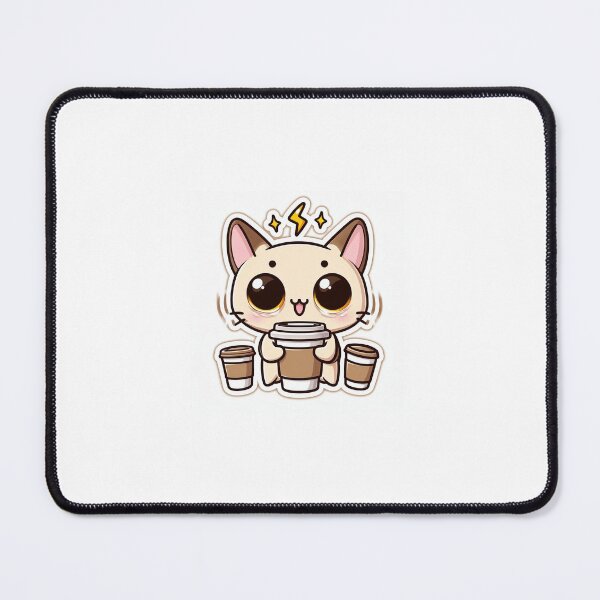 Item preview, Kawaii Caffeine Addict Cat Sticker designed and sold by PastelPawsArt.