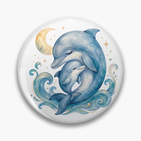 Item preview, Moonlight Mother Baby Dolphin Art designed and sold by Passionread.
