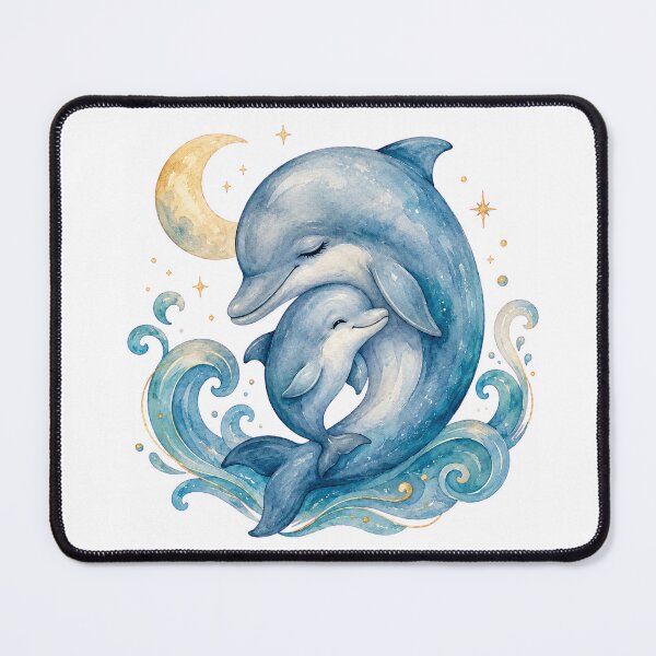 Item preview, Moonlight Mother Baby Dolphin Art designed and sold by Passionread.