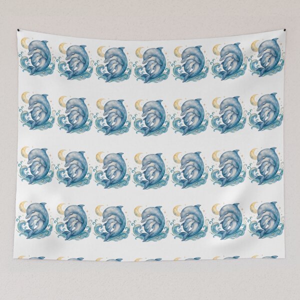 Item preview, Moonlight Mother Baby Dolphin Art designed and sold by Passionread.