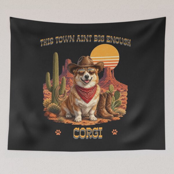 Item preview, This Town Aint Big Enough Corgi Humor Design designed and sold by PawPlanetPro.