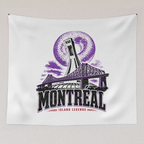 Item preview, Montréal Island Legends Olympic Stadium Purple Bagel Moon Art designed and sold by Fenay Designs.