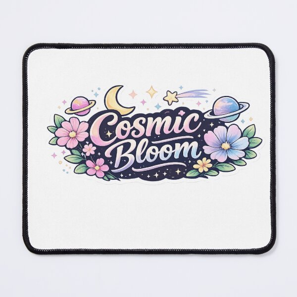 Item preview, Cosmic Bloom Sticker | Celestial Floral Design | Galaxy Flower Typography Art designed and sold by Nilucreations.
