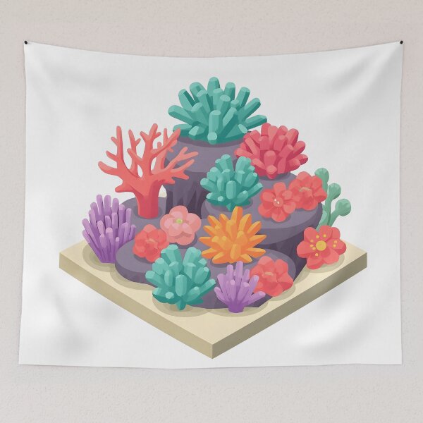 Item preview, ​Cute Isometric Coral Reef Marine Life Illustration designed and sold by Luna-Flow.