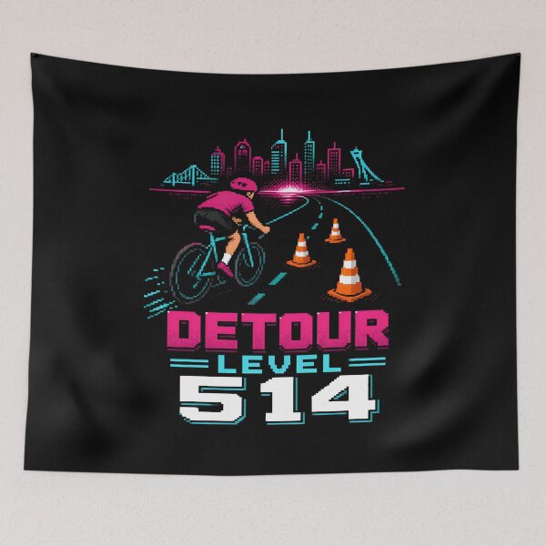 Item preview, Detour Level 514 Montréal Pixel Art Cycling Neon Graphic designed and sold by Fenay Designs.