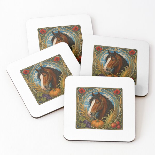 Item preview, Art Nouveau Bay Horse Autumn Harvest designed and sold by AntiqueImages.