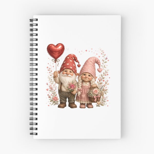 Item preview, Whimsical Gnome Couple with Heart Balloon & Flowers - Cute Valentine Illustration designed and sold by Celebrate & Sparkle.