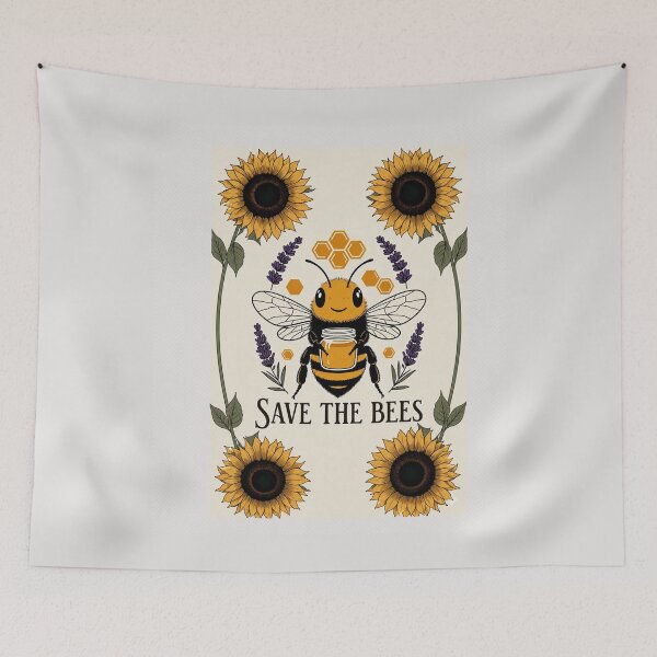 Item preview, Save The Bees Cute Honey Bee and Sunflowers Illustration designed and sold by HALYNA070824.