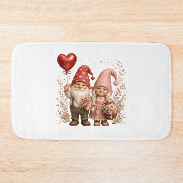 Item preview, Whimsical Gnome Couple with Heart Balloon & Flowers - Cute Valentine Illustration designed and sold by Celebrate & Sparkle.