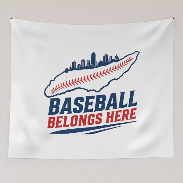 Item preview, Baseball Belongs Here Montréal Island Skyline Sport Graphic designed and sold by Fenay Designs.