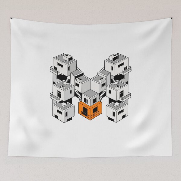 Item preview, Montréal Habitat 67 Inspired Minimalist Isometric Architecture Art designed and sold by Fenay Designs.