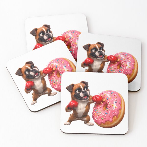 Item preview, Cute 3D Boxer Dog Wearing Boxing Gloves Pink Donut Sticker designed and sold by MIROUZ2000.