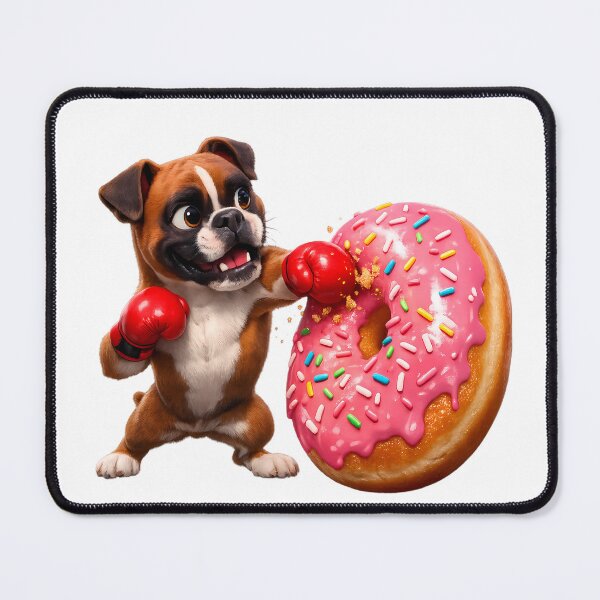 Item preview, Cute 3D Boxer Dog Wearing Boxing Gloves Pink Donut Sticker designed and sold by MIROUZ2000.