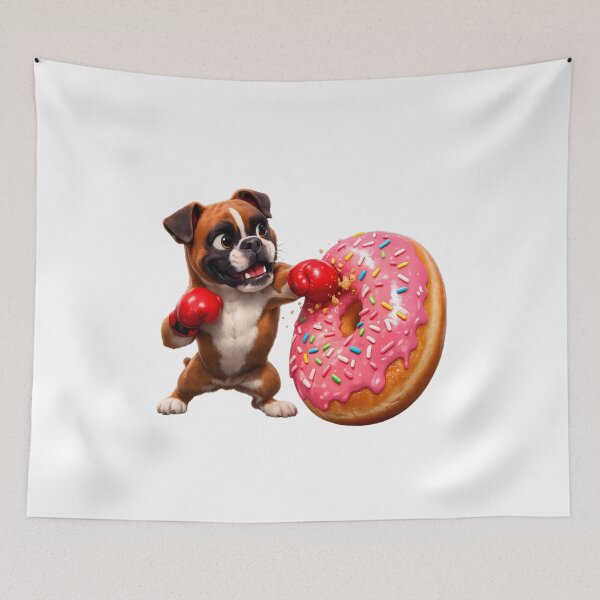 Item preview, Cute 3D Boxer Dog Wearing Boxing Gloves Pink Donut Sticker designed and sold by MIROUZ2000.