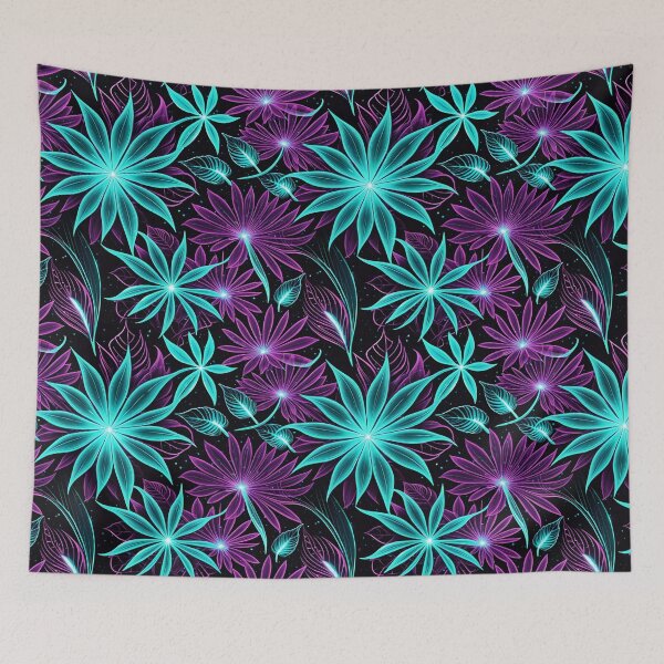 Item preview, Neon Glowing Cosmic Flower Pattern designed and sold by krazzyremo.