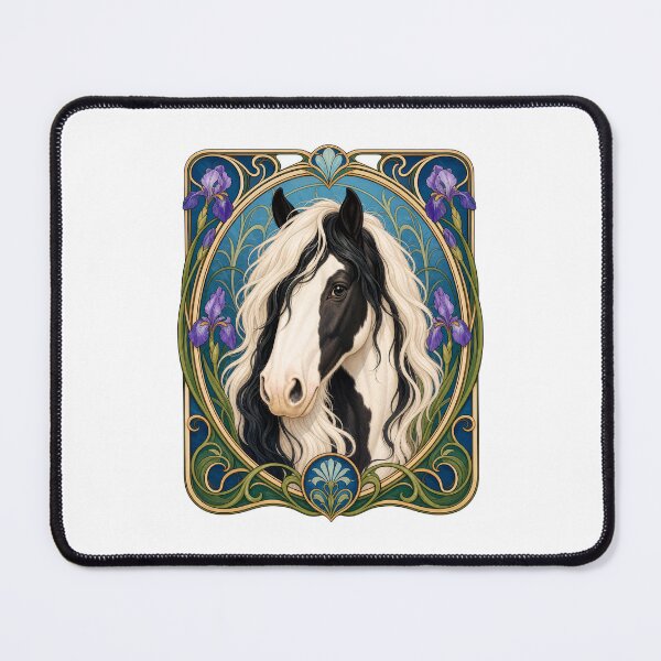 Item preview, Art Nouveau Gypsy Vanner Horse Iris Design designed and sold by AntiqueImages.