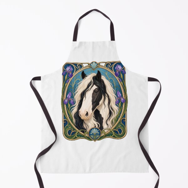 Item preview, Art Nouveau Gypsy Vanner Horse Iris Design designed and sold by AntiqueImages.