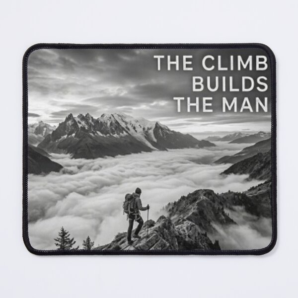 Item preview, The Climb Builds The Man – Motivational Mountain Hiking Graphic T-Shirt designed and sold by TheCosyCarriage.