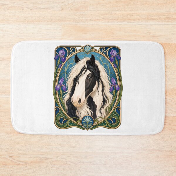 Item preview, Art Nouveau Gypsy Vanner Horse Iris Design designed and sold by AntiqueImages.