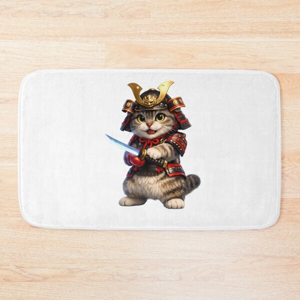 Item preview, Aesthetic 3D Scottish Fold Cat Samurai Helmet Katana Art designed and sold by MIROUZ2000.