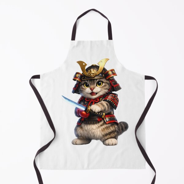 Item preview, Aesthetic 3D Scottish Fold Cat Samurai Helmet Katana Art designed and sold by MIROUZ2000.