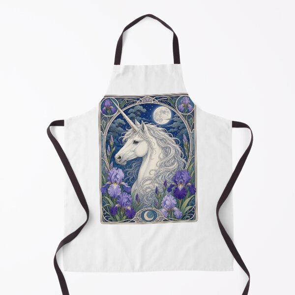Item preview, White Unicorn Art Nouveau Full Moon Design designed and sold by AntiqueImages.