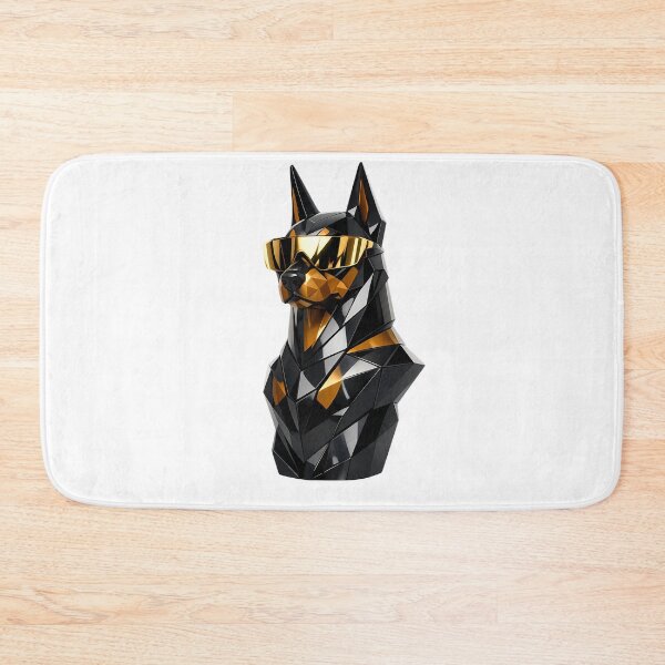Item preview, Minimalist 3D Doberman Pinscher Gold Sunglasses Sticker designed and sold by MIROUZ2000.