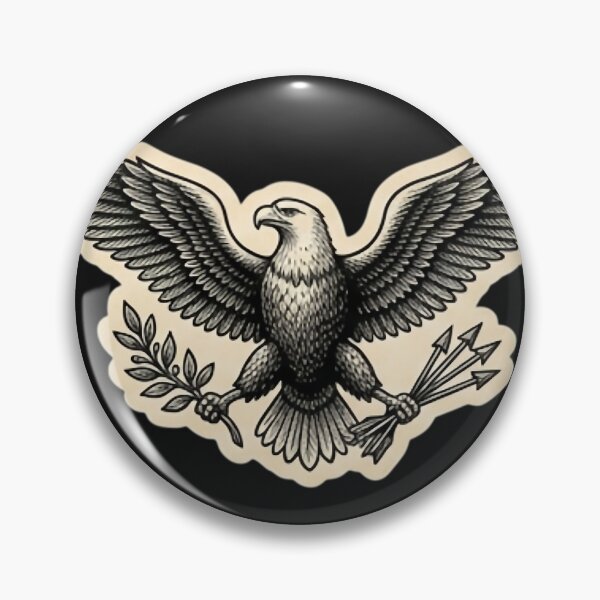 Item preview, Vintage Patriotic American Bald Eagle Heraldic Woodcut Engraving designed and sold by DarkOriginArts.