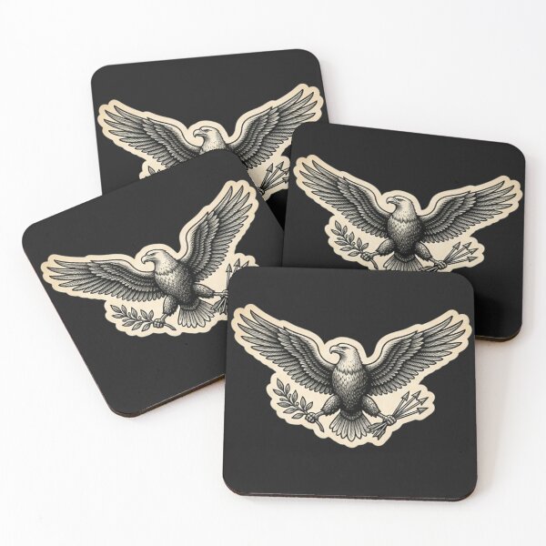 Item preview, Vintage Patriotic American Bald Eagle Heraldic Woodcut Engraving designed and sold by DarkOriginArts.