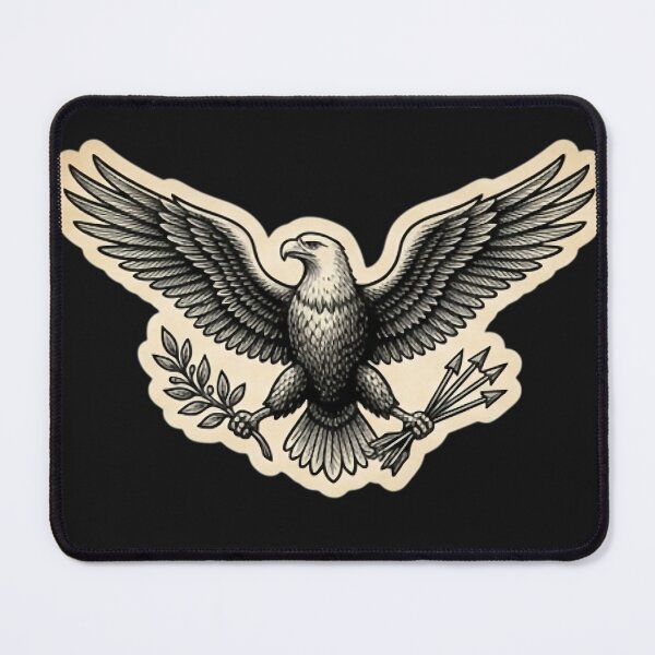 Item preview, Vintage Patriotic American Bald Eagle Heraldic Woodcut Engraving designed and sold by DarkOriginArts.