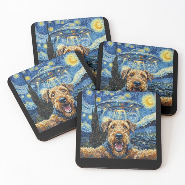 Item preview, Airedale Terrier Starry Night UFO Van Gogh Art Dog Selfie Lover designed and sold by Kimberley King Art  King Art.