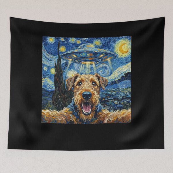 Item preview, Airedale Terrier Starry Night UFO Van Gogh Art Dog Selfie Lover designed and sold by Kimberley King Art  King Art.