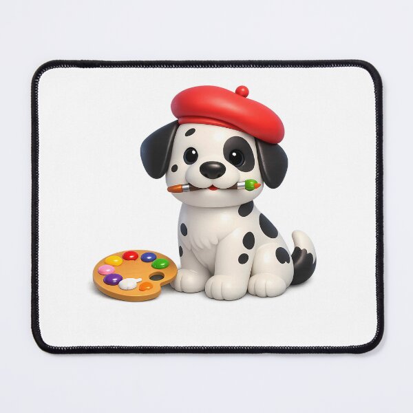 Item preview, Aesthetic 3D Dalmatian Dog Artist Beret Paint Brush Sticker designed and sold by MIROUZ2000.
