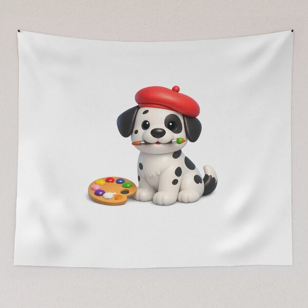 Item preview, Aesthetic 3D Dalmatian Dog Artist Beret Paint Brush Sticker designed and sold by MIROUZ2000.