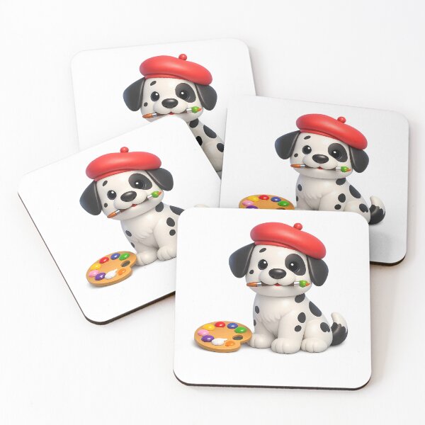 Item preview, Aesthetic 3D Dalmatian Dog Artist Beret Paint Brush Sticker designed and sold by MIROUZ2000.
