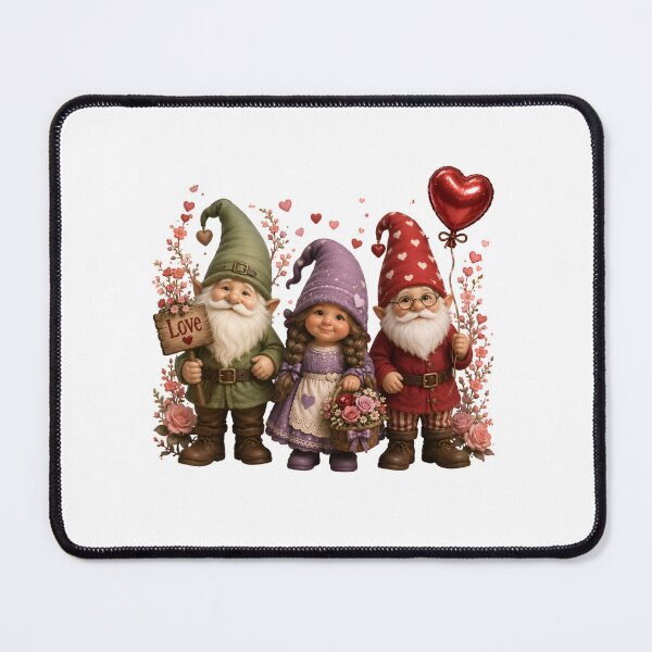 Item preview, Three Valentine Gnomes with Heart Balloon Cute Romantic Floral Illustration designed and sold by Celebrate & Sparkle.