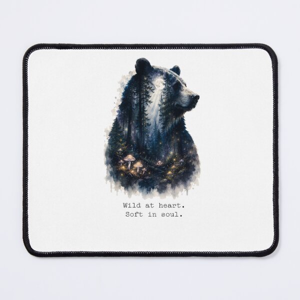 Item preview, Wild at Heart Soft in Soul — Double Exposure Bear Forest Watercolor Art Print designed and sold by AbderraimArt.