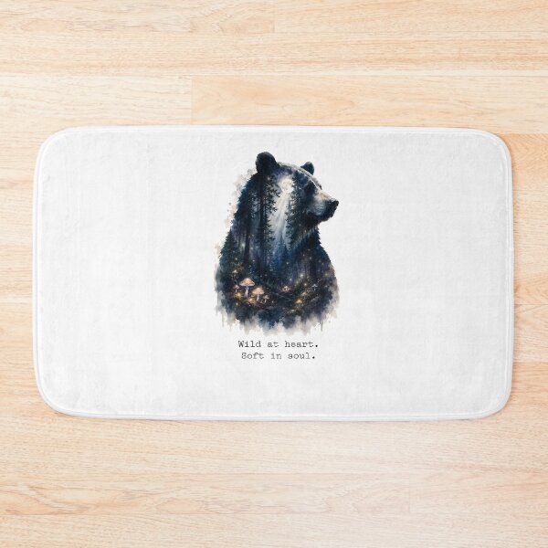 Item preview, Wild at Heart Soft in Soul — Double Exposure Bear Forest Watercolor Art Print designed and sold by AbderraimArt.