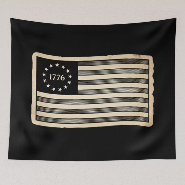 Item preview, Vintage 1776 Betsy Ross American Flag Revolutionary War Engraving designed and sold by DarkOriginArts.