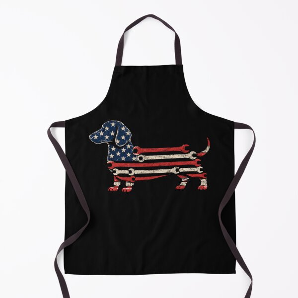 Item preview, Dachshund Wrench Flag Mechanic Dog designed and sold by THREE LITTLE BEANS.