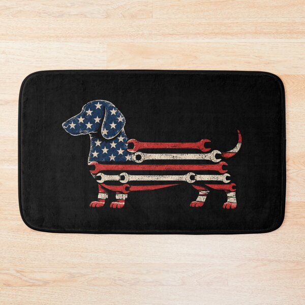 Item preview, Dachshund Wrench Flag Mechanic Dog designed and sold by THREE LITTLE BEANS.