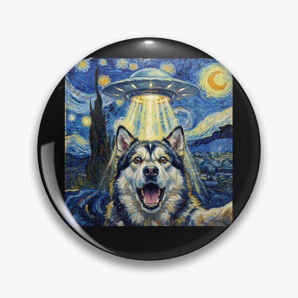 Item preview, Alaskan Malamute Starry Night UFO Van Gogh Art Dog Selfie Lover designed and sold by Kimberley King Art  King Art.