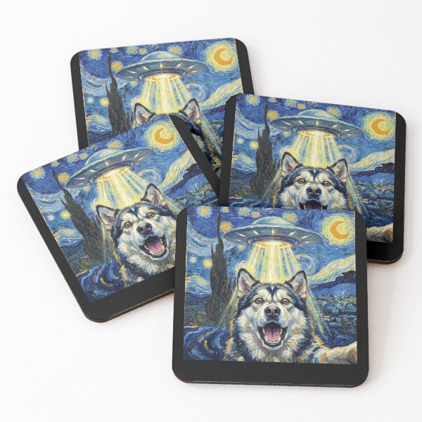 Item preview, Alaskan Malamute Starry Night UFO Van Gogh Art Dog Selfie Lover designed and sold by Kimberley King Art  King Art.